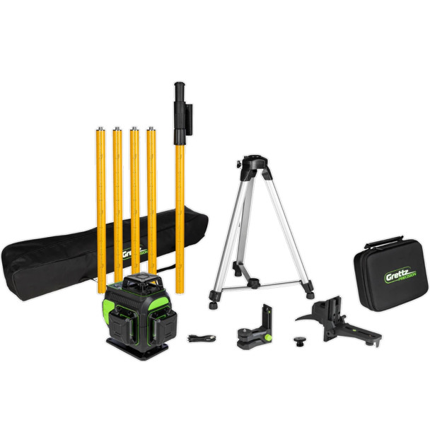 Grettz G4D 4D Multi-line Green Beam Laser Kit With Tripod Pole - ITS