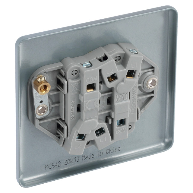 Interruttore Singolo Acciaio Spazzolato BG Electrical - 16AX - Serie Nexus Metal