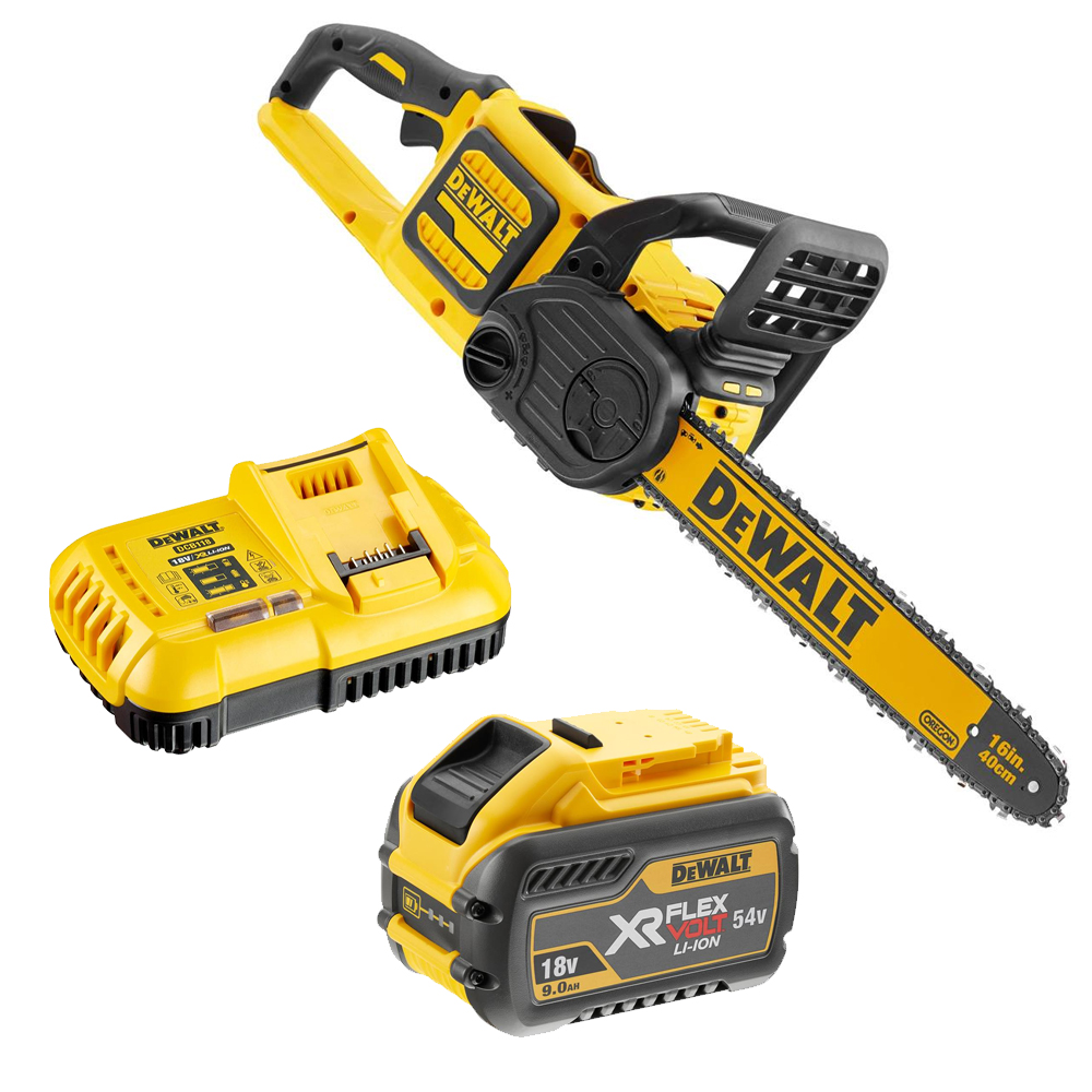 DEWALT DCMCS575X1-QW Tronçonneuse électrique Flexvolt 50 cm Brushless -  avec batterie FlexVolt 9,0 Ah et chargeur