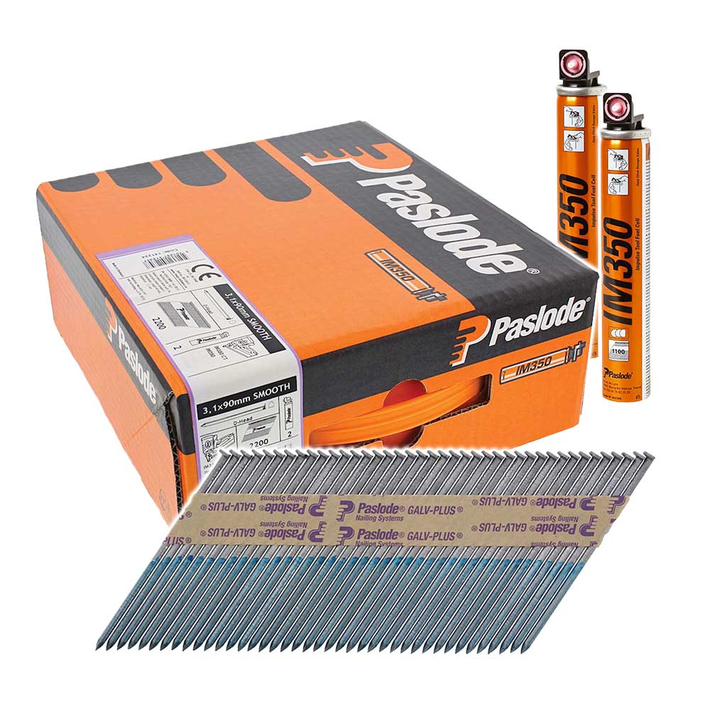Paslode 34° 90 x 3.1mm Galvanised Plus IM350+ Collated Nails - Pack of 2200