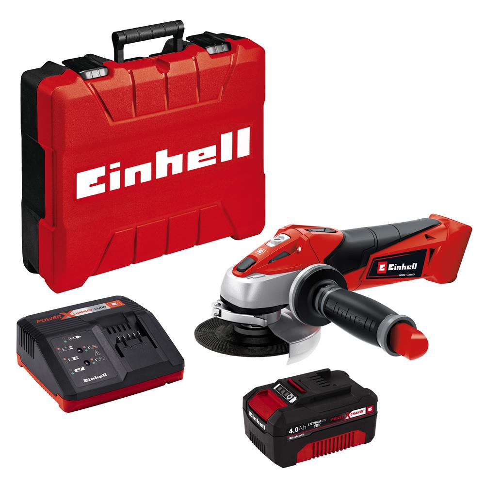 Einhell TE-AG 18/115 Li Kit Power X-Change Battery Angle Grinder (18 V, 115  mm Disc Diameter, 28 mm Cutting Depth, Incl. 3.0 Ah Battery and Charger)