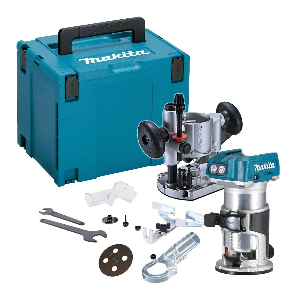 Makita DRT50Z 18V LXT Router/Trimmer with Case, Guides Nozzle