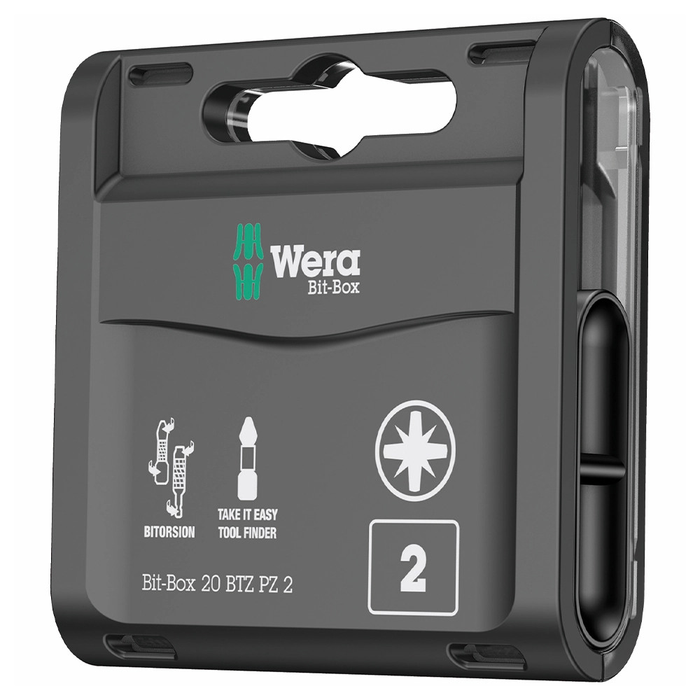 Wera Bit-Box 20 BiTorsion 25mm PZ2 Screwdriver Bits - Pack of 20