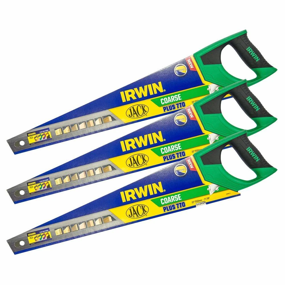 Irwin Jack 770 Plus Coarse Handsaw 550mm / 22 Inch 7TPI - Pack of 3
