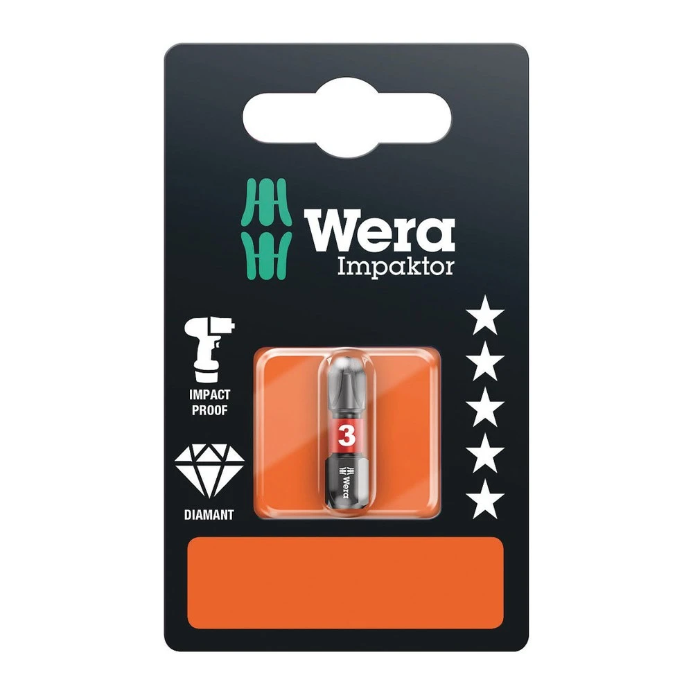 Wera Impaktor '851/1 IMP DC SB' 25mm PH3 Diamond Impact Screwdriver Bit