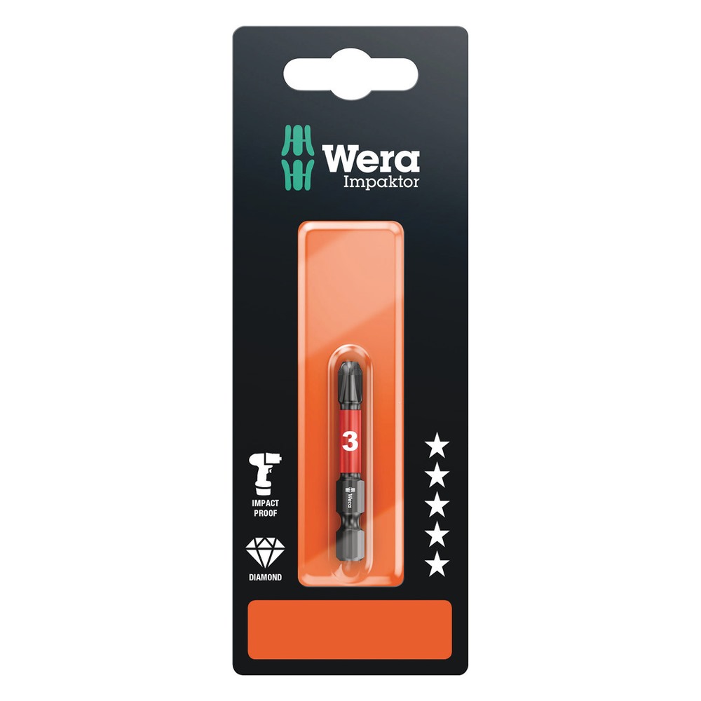 Wera Impaktor '851/4 IMP DC SB' 50mm PH3 Diamond Impact Screwdriver Bit