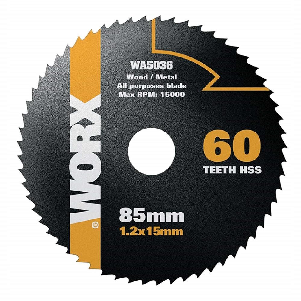 Worx 85mm x 15mm 60T WORXSAW HSS Compact Circular Saw Blade ITS