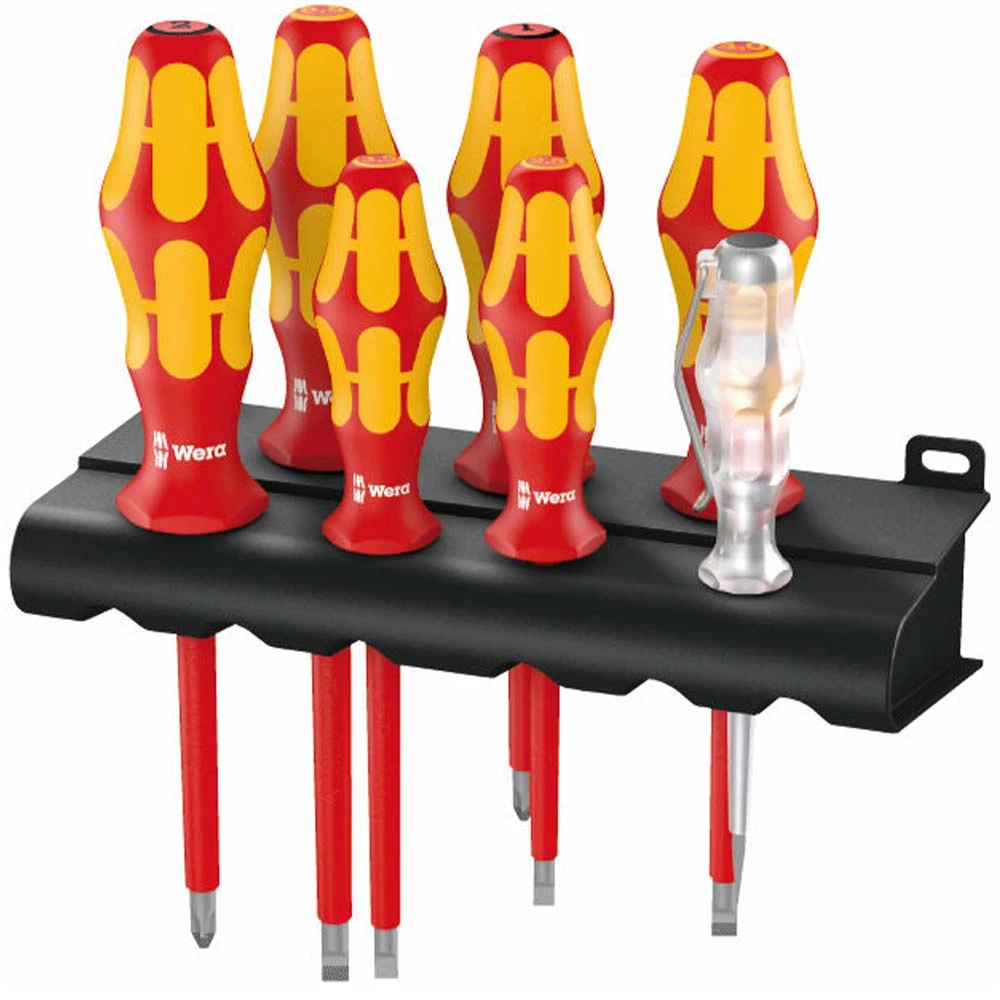 Wera 7 Piece Kraftform '160 i/ 165 i/7' VDE Screwdriver Set With Voltage Tester