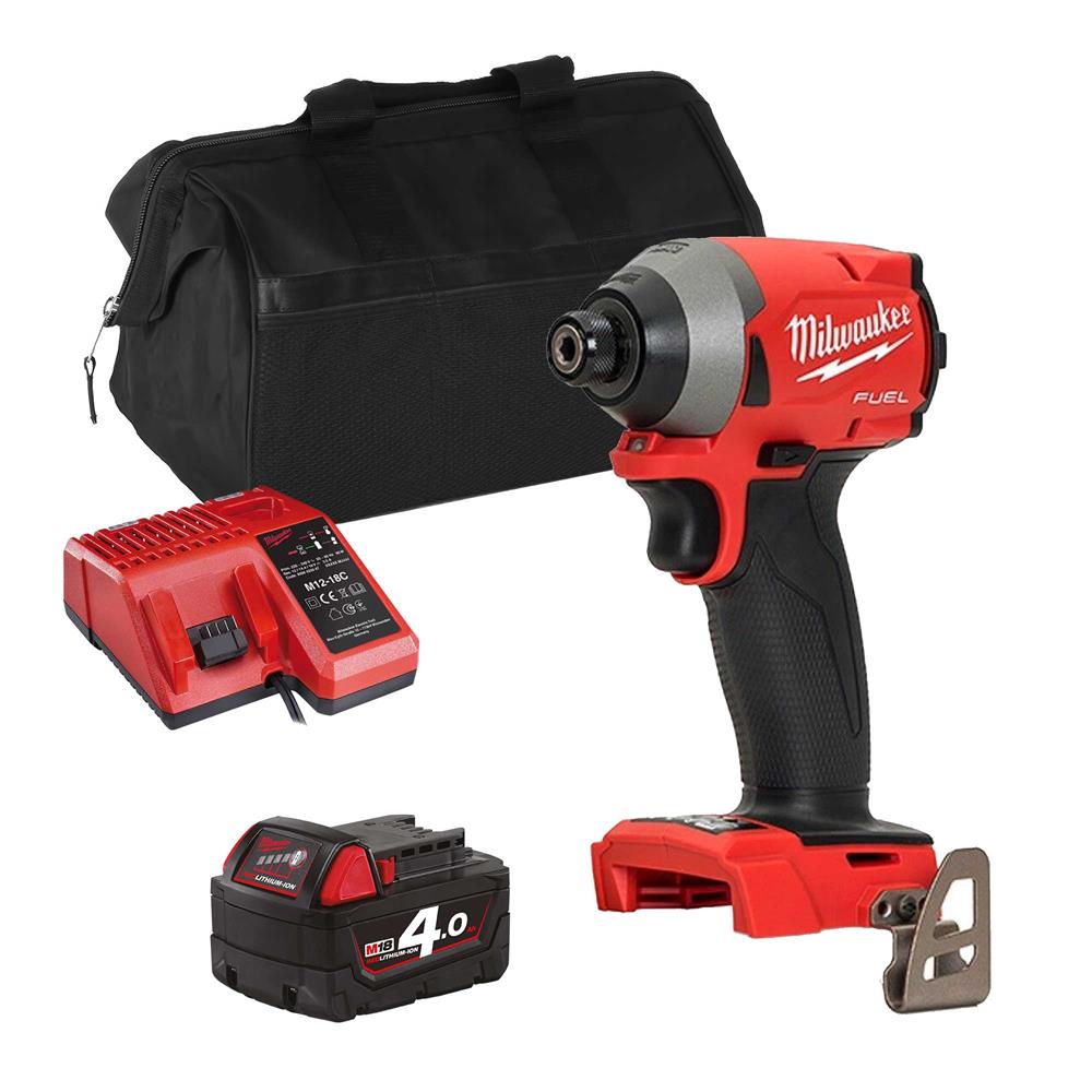 Milwaukee M18 BIDITS 18V M18 Impact Driver with 1 x 4Ah Battery Charger and Bag