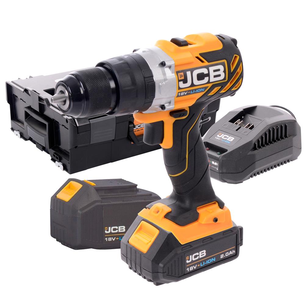 JCB 18BLCD 18V Brushless Combi with 1x 2.0Ah 4.0Ah Batteries