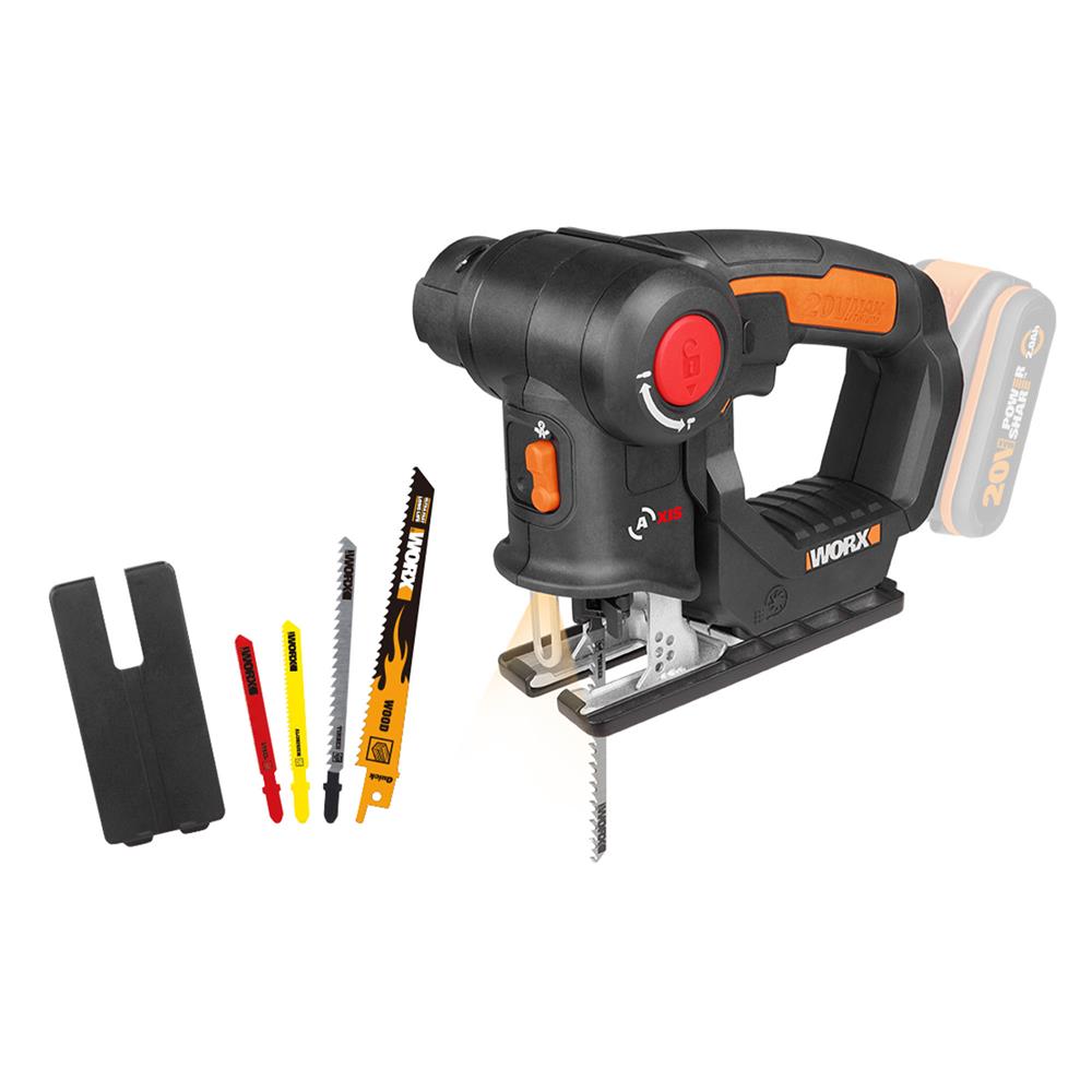 Worx 20V AXIS 2-in-1 Cordless Reciprocating Saw & Jig Saw, Orbital Cutting  Reciprocating Saw, Pivoting Head Jigsaw Tool with Tool-Free Blade Change