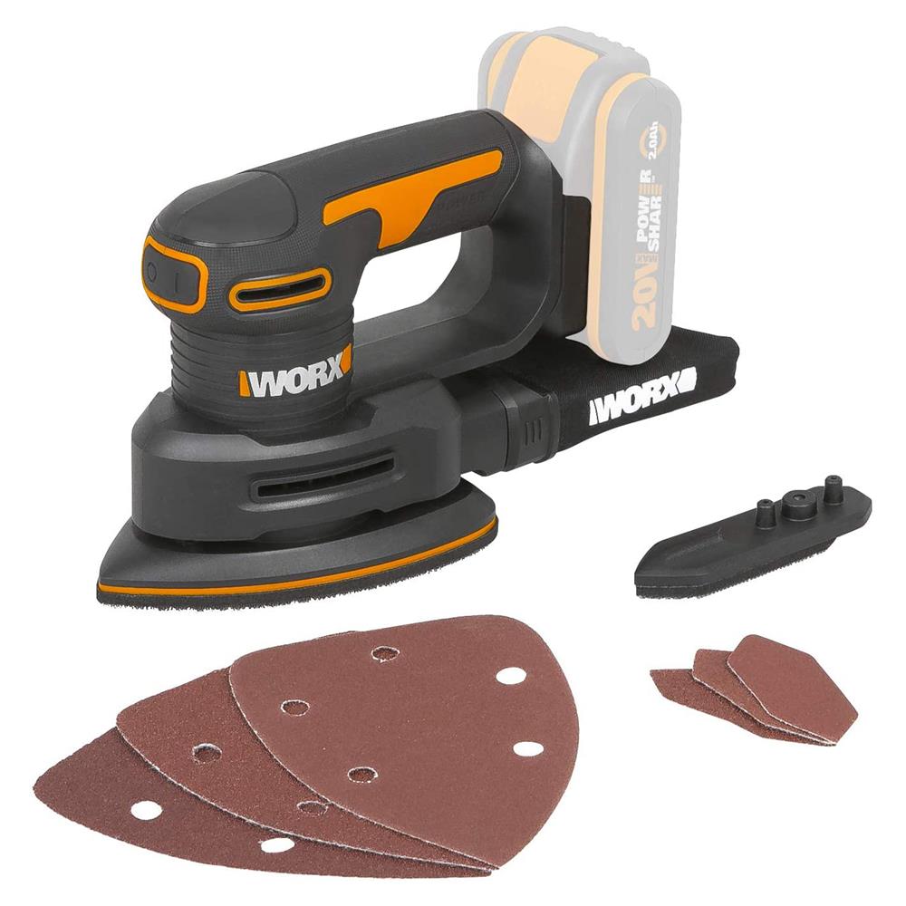 A Wise Choice Worx WX822L 20V Cordless Detail Sander, black and