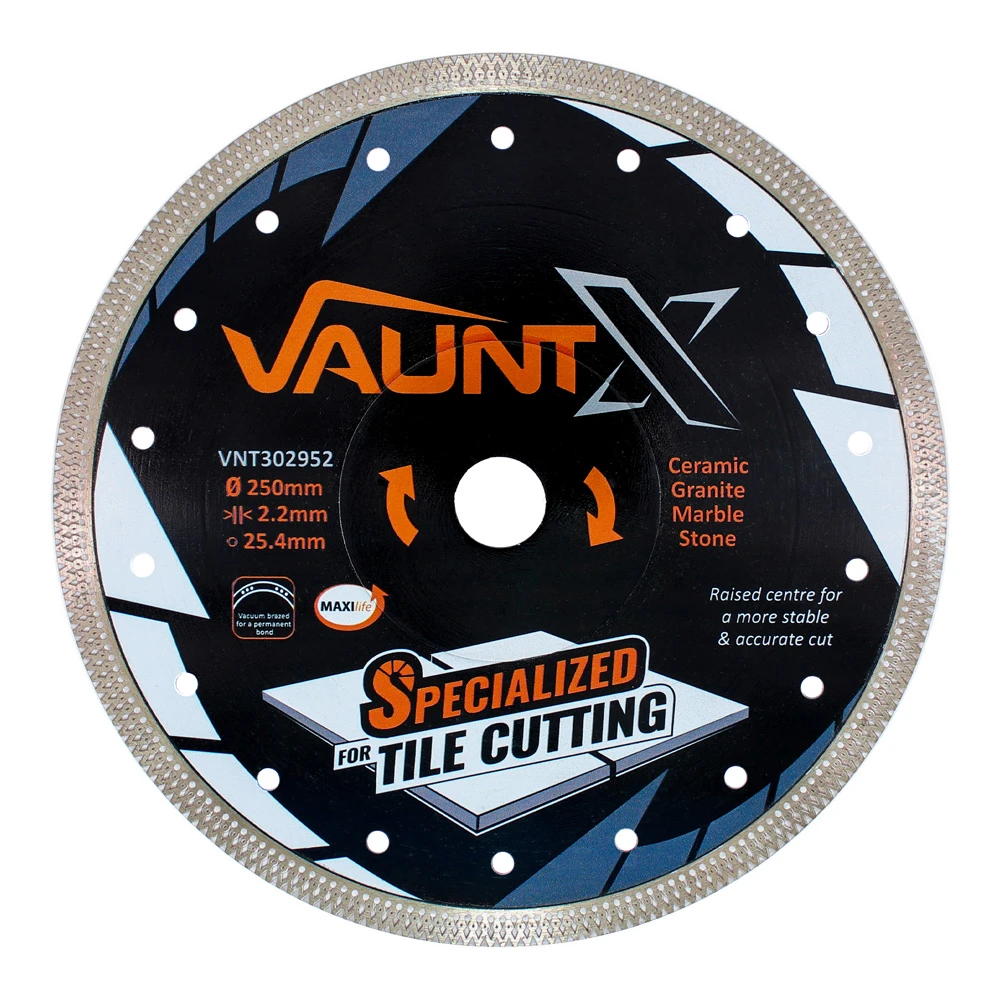 Diamond Porcelain Saw Blade, 10 Inch/250MM X Mesh Turbo Tiles Blades For Porcelain Tile Granite Marbles Super Thin Dry Wet Cutting Disc