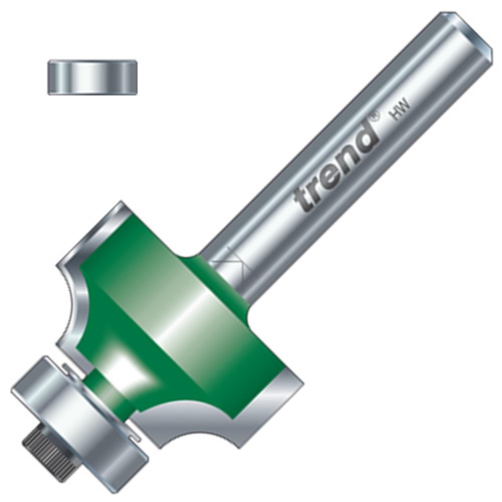 Trend C075X1/4TC 1/4" Guided Rounding Over Cutter: 22.2mm Dia / 4.8mm Radius x 12.7mm Cut