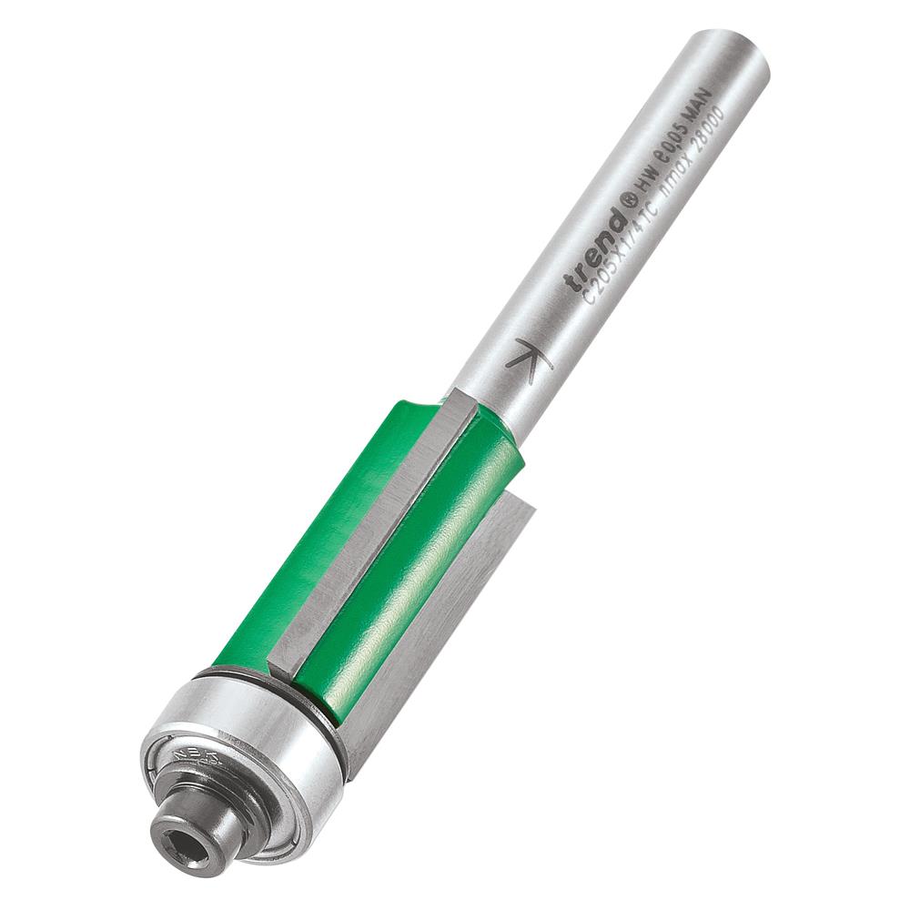 Trend C205X1/4TC 12.7mm x 25mm 1/4" Three Flute Guided Trimmer
