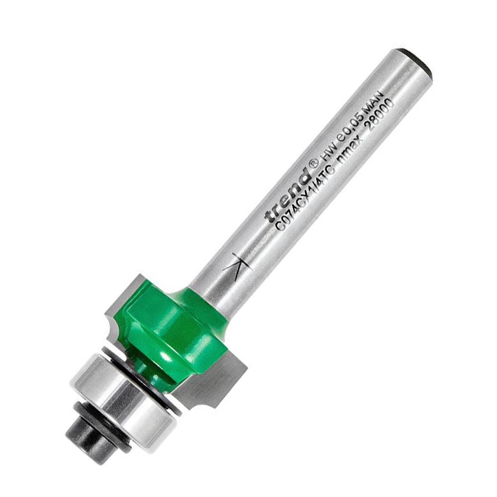 Trend C074CX1/4TC 1/4" Guided Rounding Over Cutter: 16.7mm Dia / 2mm Radius x 7.7mm Cut
