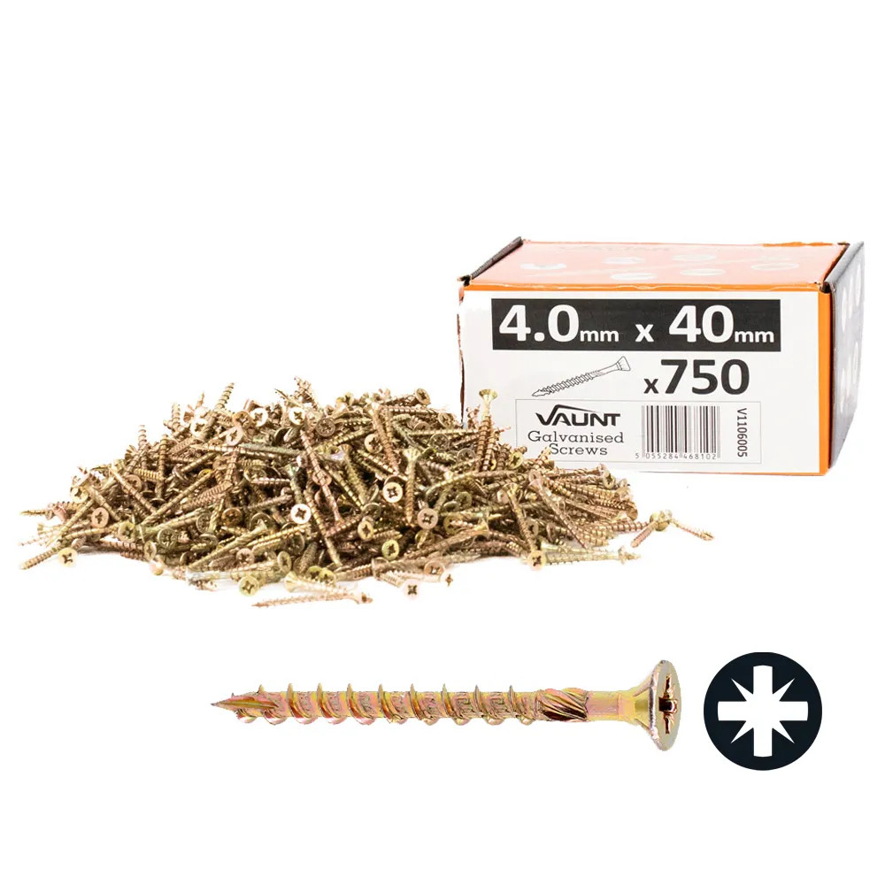 Vaunt 4.0mm x 40mm Multi-Purpose Wood Screws - Box of 750
