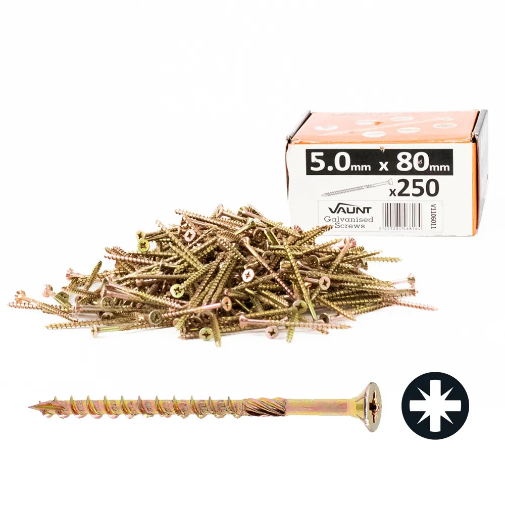 Vaunt 5.0mm x 80mm Multi-Purpose Wood Screws - Box of 250