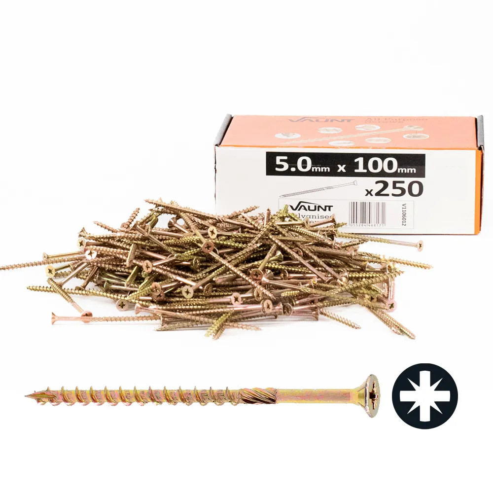 Vaunt 5.0mm x 100mm Multi-Purpose Wood Screws - Box of 250