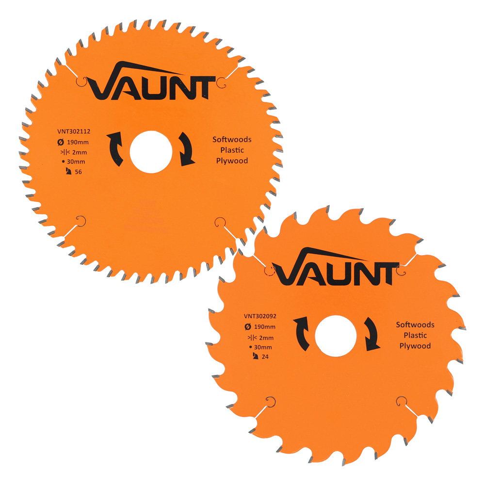 Vaunt 2 Piece 190mm x 30mm 24T & 56T TCT Circular Saw Blades