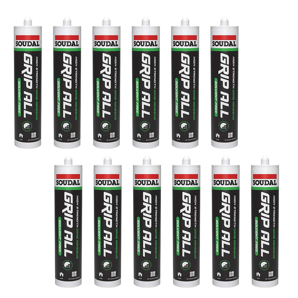 Soudal Grip ALL Solvent Free Grab Adhesive - White (290ml) - Pack of 3