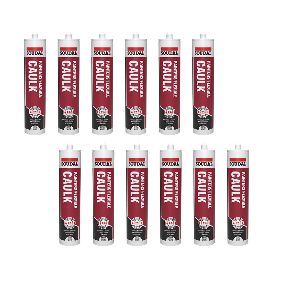 Soudal Trade Painters Flexible Caulk - Extra White (290ml) - Pack of 3