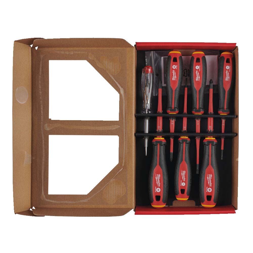 Milwaukee 7 Piece TRI-LOBE VDE SL/PH/PZ Screwdriver PZ Set with Voltage Tester