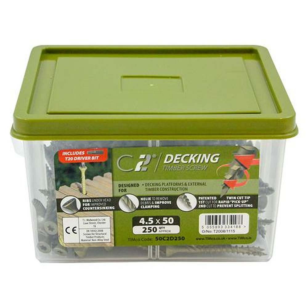 Timco C2 Deck-Fix Premium Decking Screw 4.5 x 50mm - Tub of 250