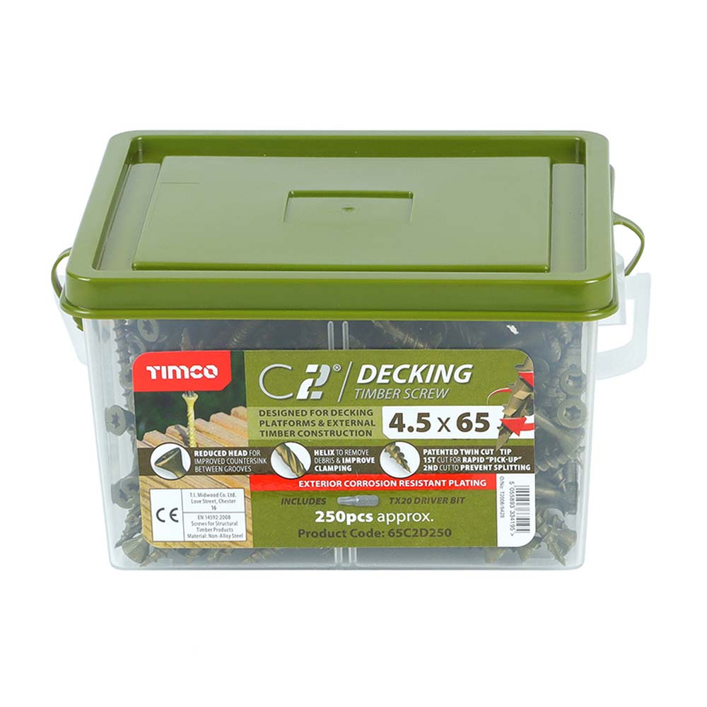Timco C2 Deck-Fix Premium Decking Screw 4.5 x 65mm - Tub of 250