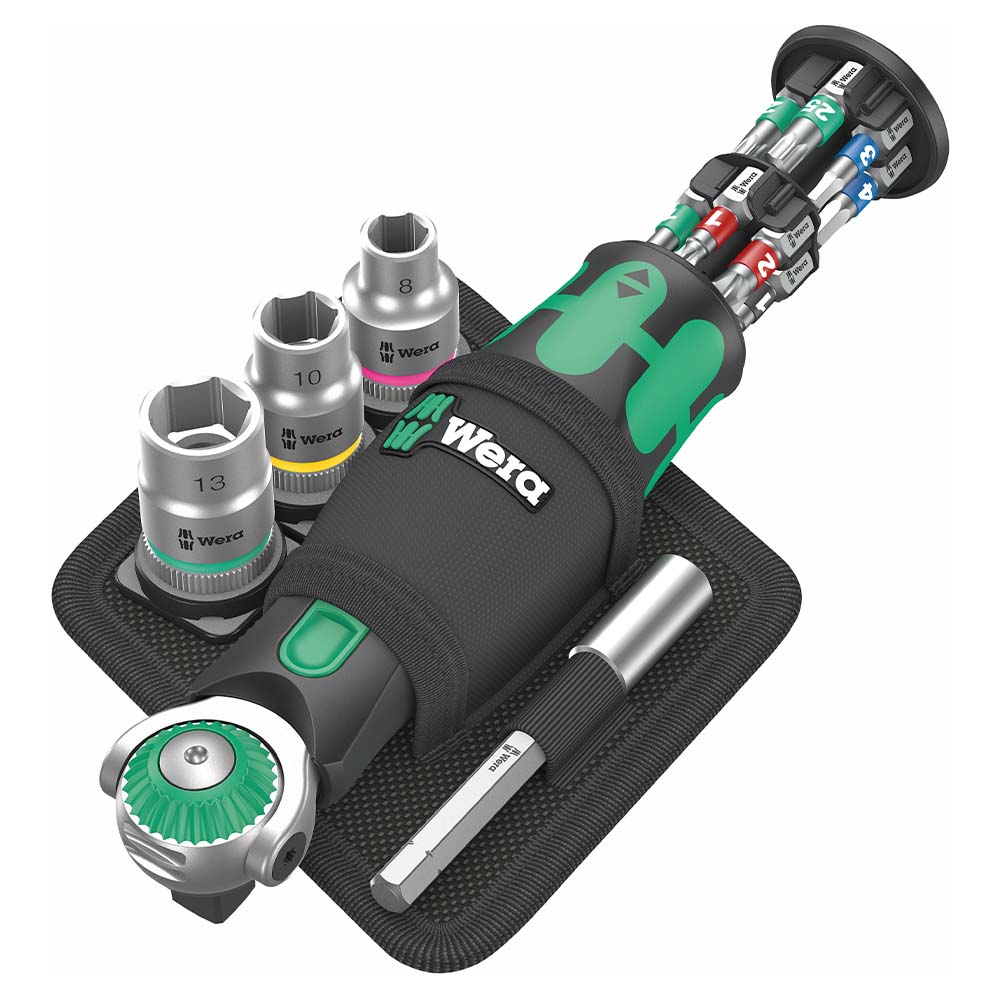Wera 18 Piece '8009 Zyklop Pocket Set 2' Ratcheting Screwdriver And Socket Set With Bits