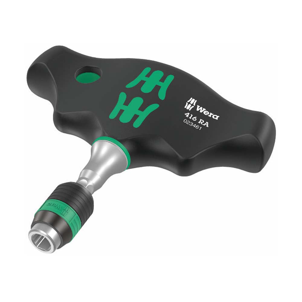 Wera '416 RA' T-Handle Bit Holding Screwdriver With Rapidator Quick Release Chuck - 1/4 Inch x 45mm