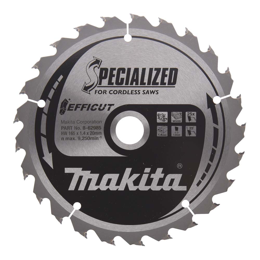 Makita B-62985 165mm x 20mm 25T Specialized Efficut Wood Saw Blade