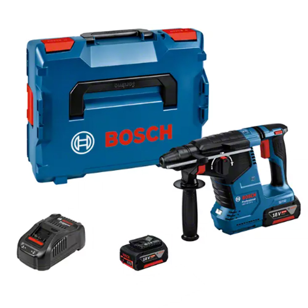 Bosch GBH 18V-24 C Brushless 18V SDS+ Rotary Hammer Drill with 2x 5.0Ah Batteries, Charger & Case