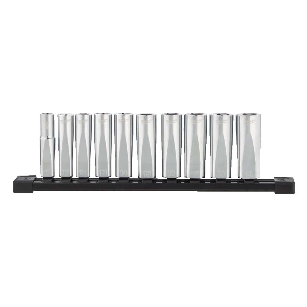 Milwaukee 10 Piece 3/8" Drive Metric Deep Chrome Socket Set