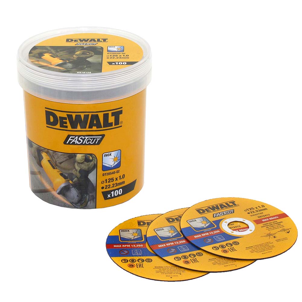 Dewalt DT20540-QZ 125mm x 1mm High Performance FASTCUT Thin Discs - Pack of 100