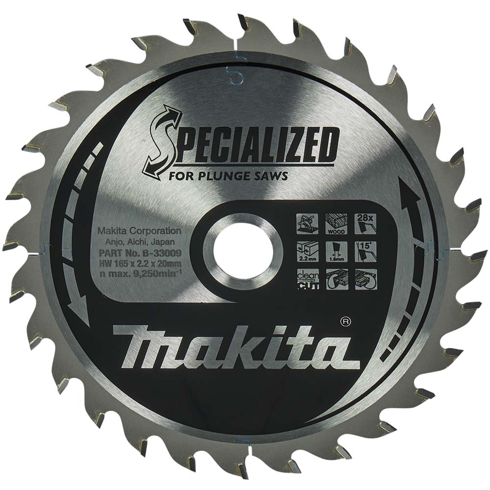 Makita B-33009 165mm x 20mm 28T Specialized Wood Saw Blade