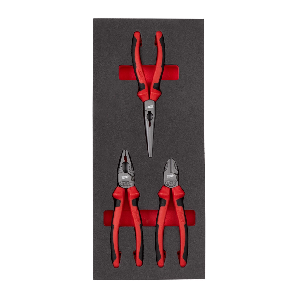Milwaukee 3 Piece Pliers Set In Foam Insert