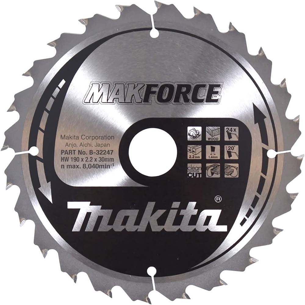 Makita B-32247 190mm x 30mm 24T MAKFORCE Circular Saw Blade