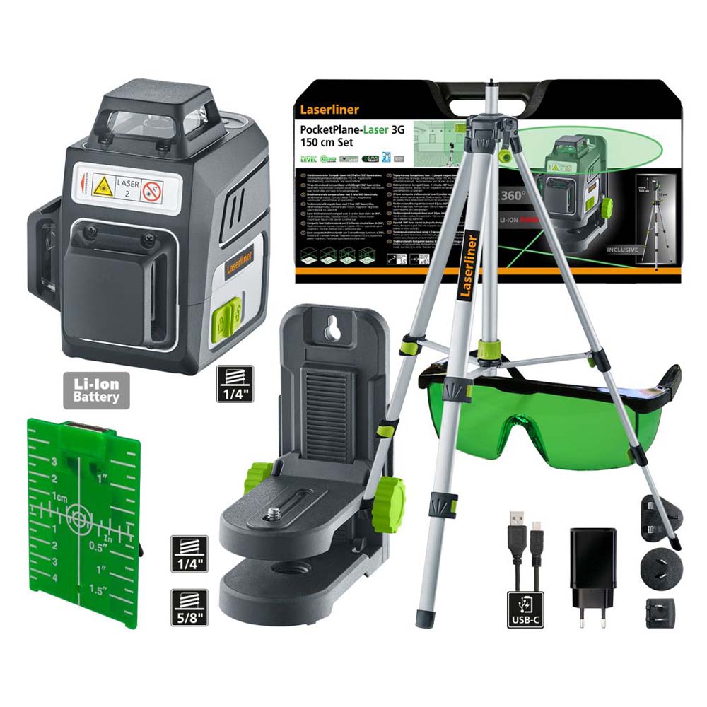 Laserliner PocketPlane-Laser 3G Set, with 150cm Tripod & Case