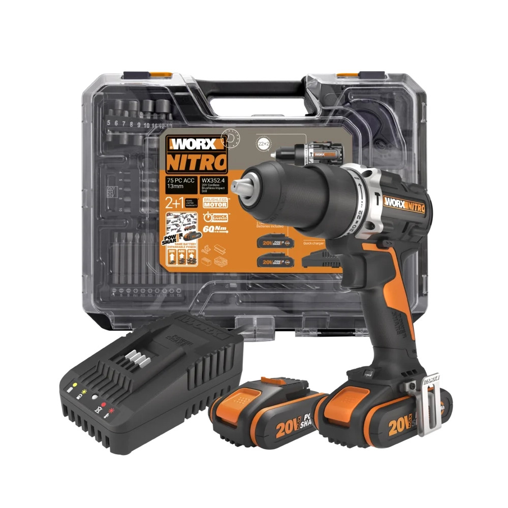 Worx WX352.4 20V MAX Nitro Brushless Combi Drill