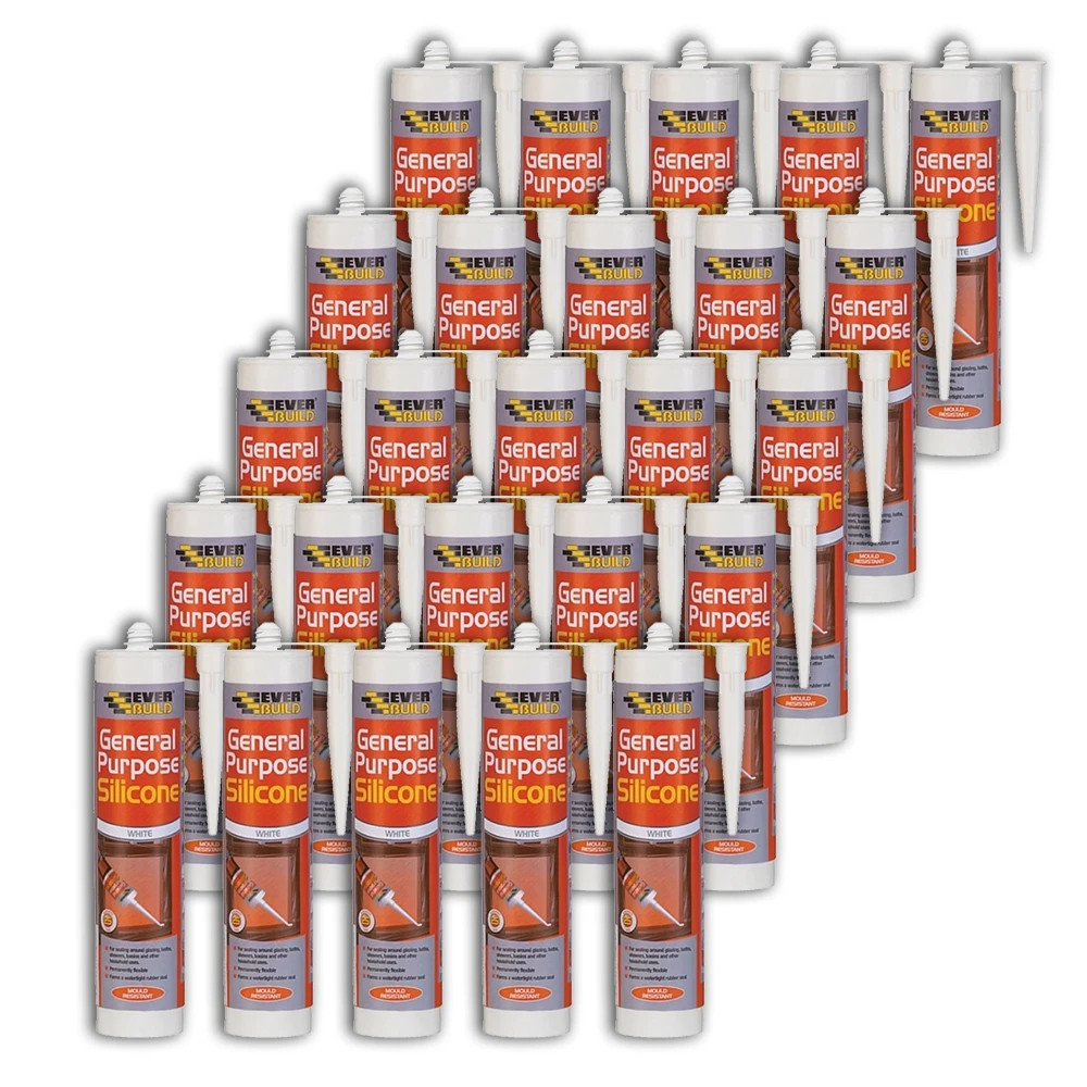 Everbuild Clear General Purpose Silicone Sealant, 280ml - Box of 25