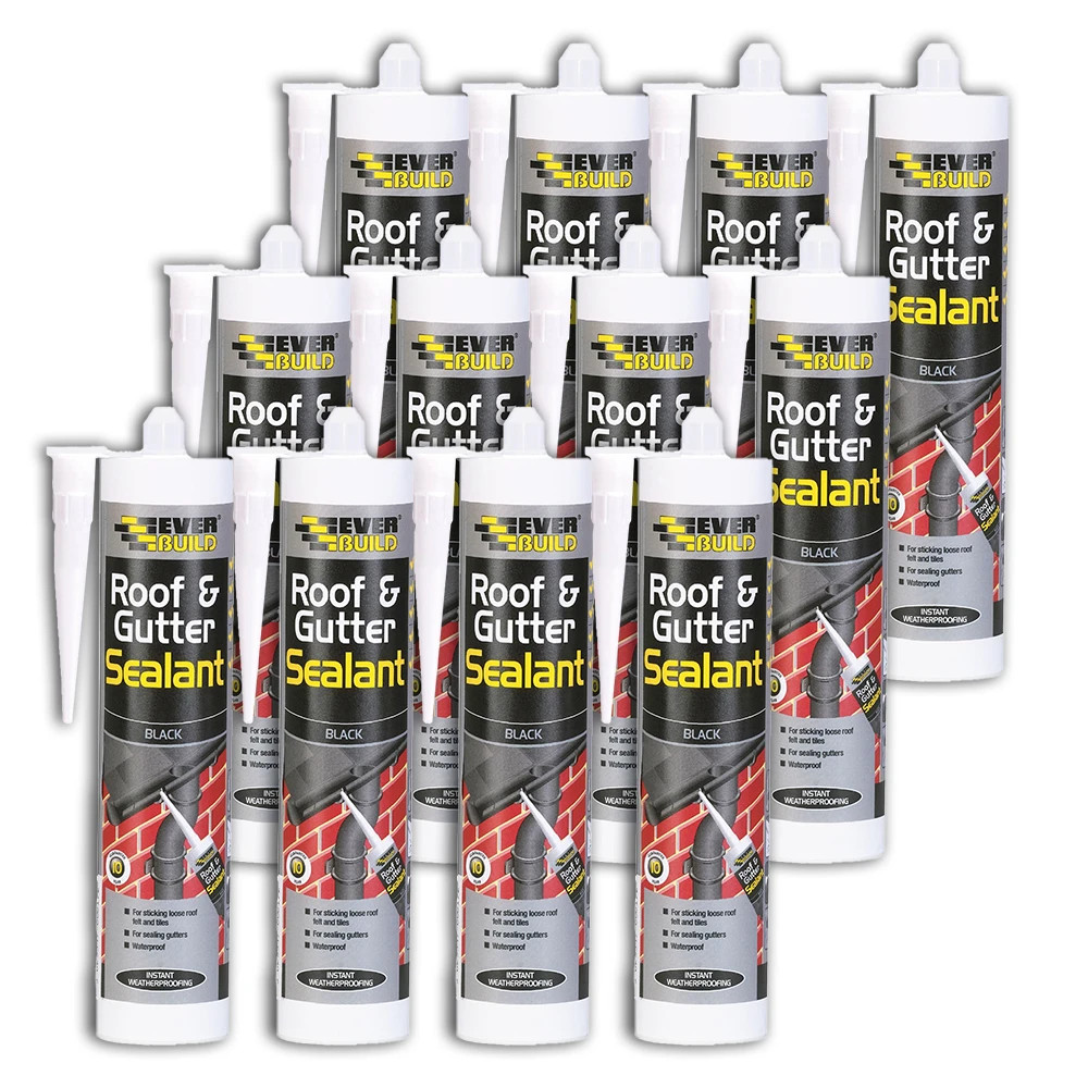 Everbuild Black Roof & Gutter Sealant, 295ml - Box of 12