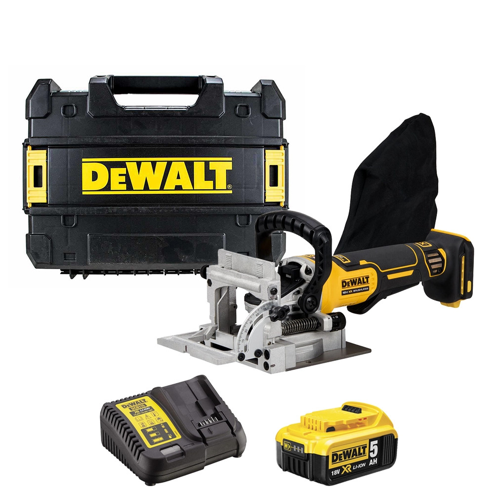 Dewalt DCW682P2 18V XR Brushless Biscuit Jointer, 2x 5.0Ah Batteries, Charger & Case