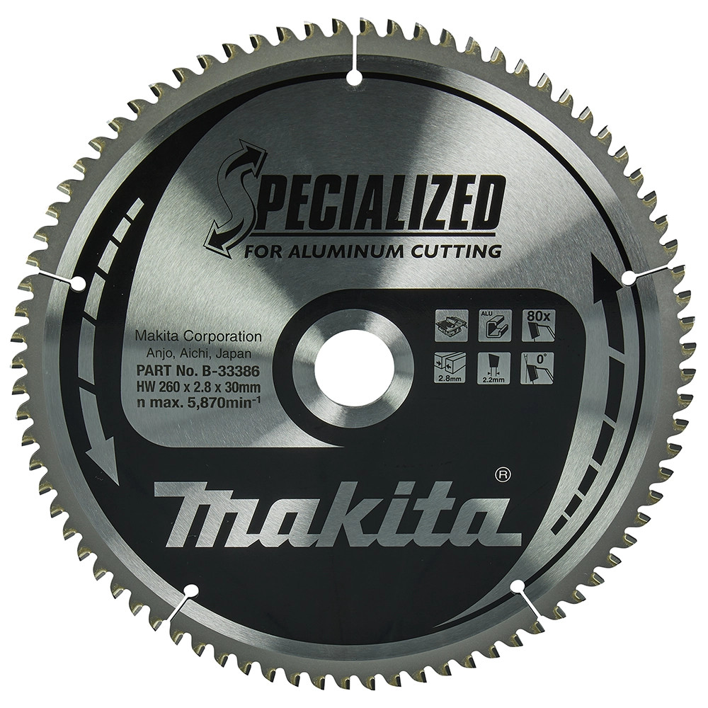 Makita B-33386 260mm x 30mm 80T Specialized Aluminium Saw Blade