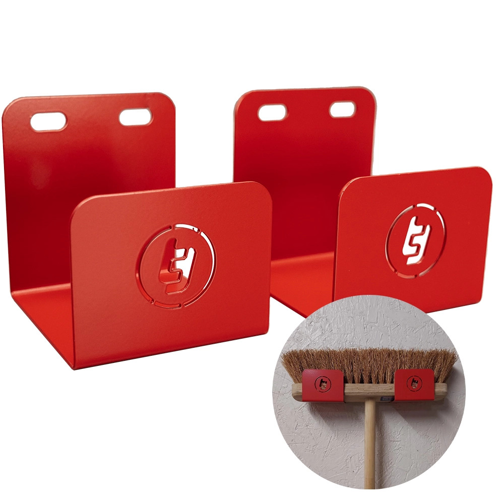 Trade Tidy Broom Brackets (Pair) - Red
