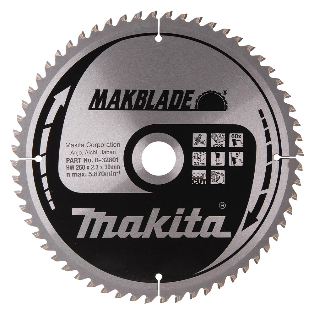 Makita B-32801 260mm x 30mm 60T MAKBLADE Mitre Saw Blade