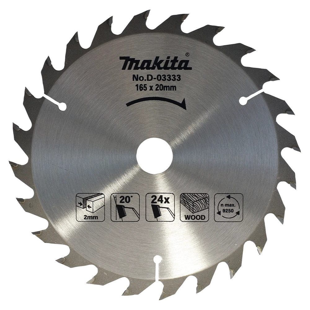 Makita D-03333 165mm x 20mm 24T Circular Saw Blade