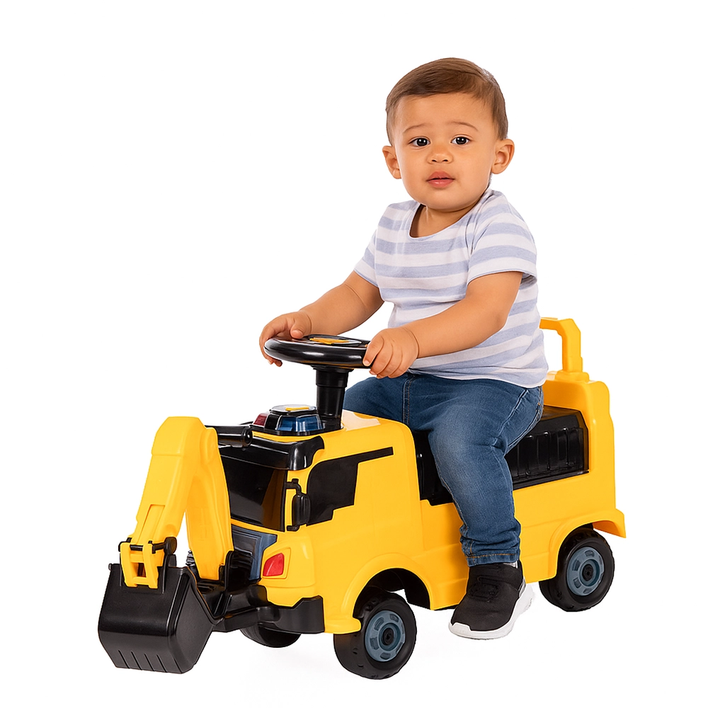 Manual Ride On Toy Excavator with Toy Vehicle Set