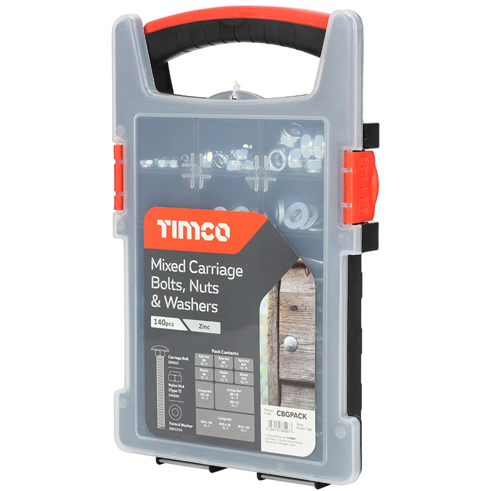 Timco 140 Piece Mixed Carriage Bolts, Nuts & Washers Grab Pack