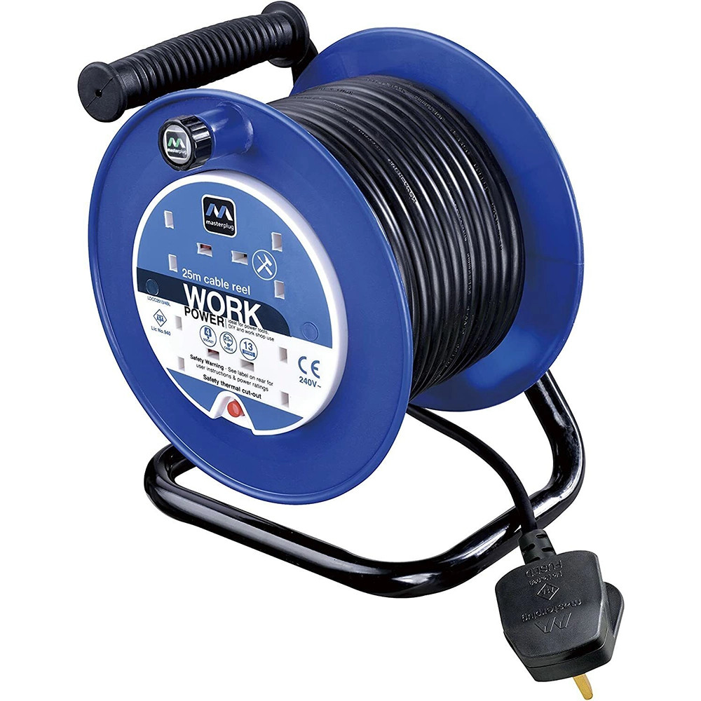 Masterplug 25m 4-Socket 240V Open Cable Reel